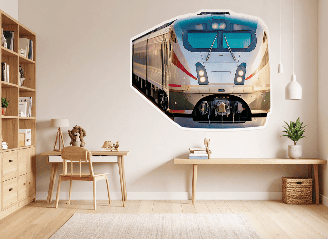 アートパネル作成事例 子供と一緒に撮った思い出の新幹線の写真を部屋の壁に飾った事例